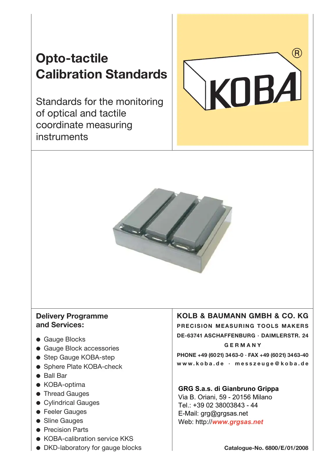 Catalogo KOBA Opto-tactile calibration standards